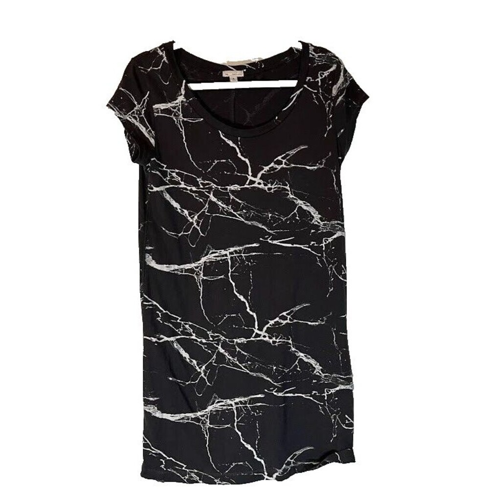 GAP Normcore Casual Gray/White Marble Print Short Sleeve Tee Shirt Dress SZ M